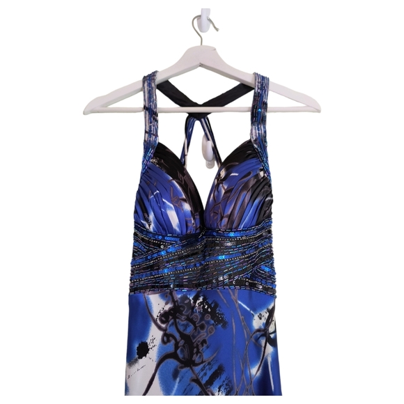 Cache Multicolor Floral print Beaded Strappy Gown women's size 0 - Picture 3 of 16